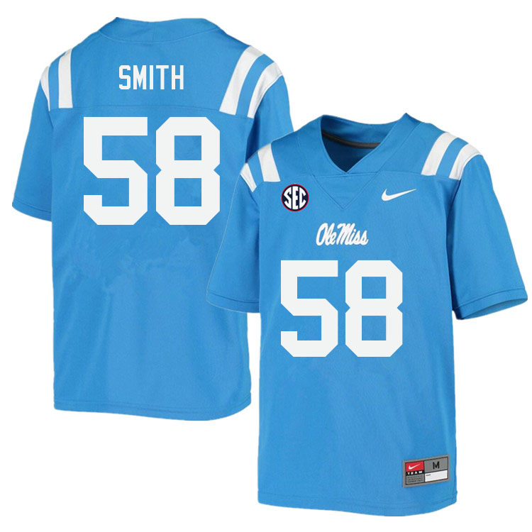 Demarcus Smith Ole Miss Rebels NCAA Men's Powder Blue #58 Stitched Limited College Football Jersey VXC6858OK